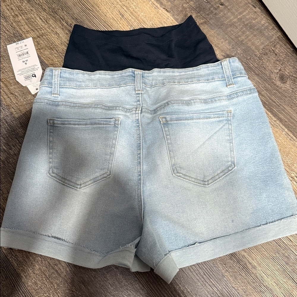 Denim Blue Women's maternity Shorts - Picture 6 of 8